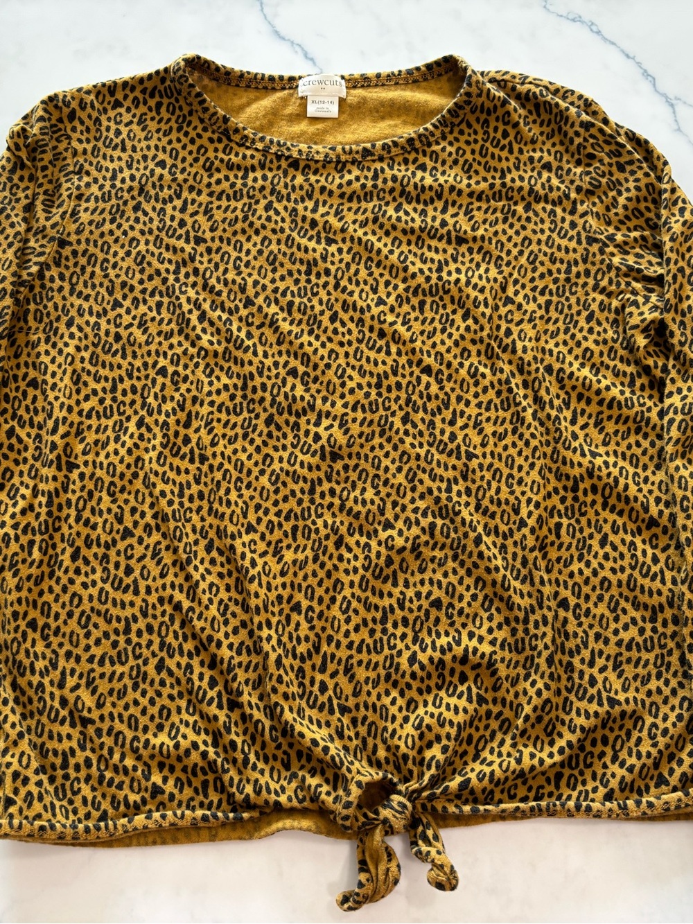 Crewcuts Girls' Leopard Tie-Hem Top size XL 12-14